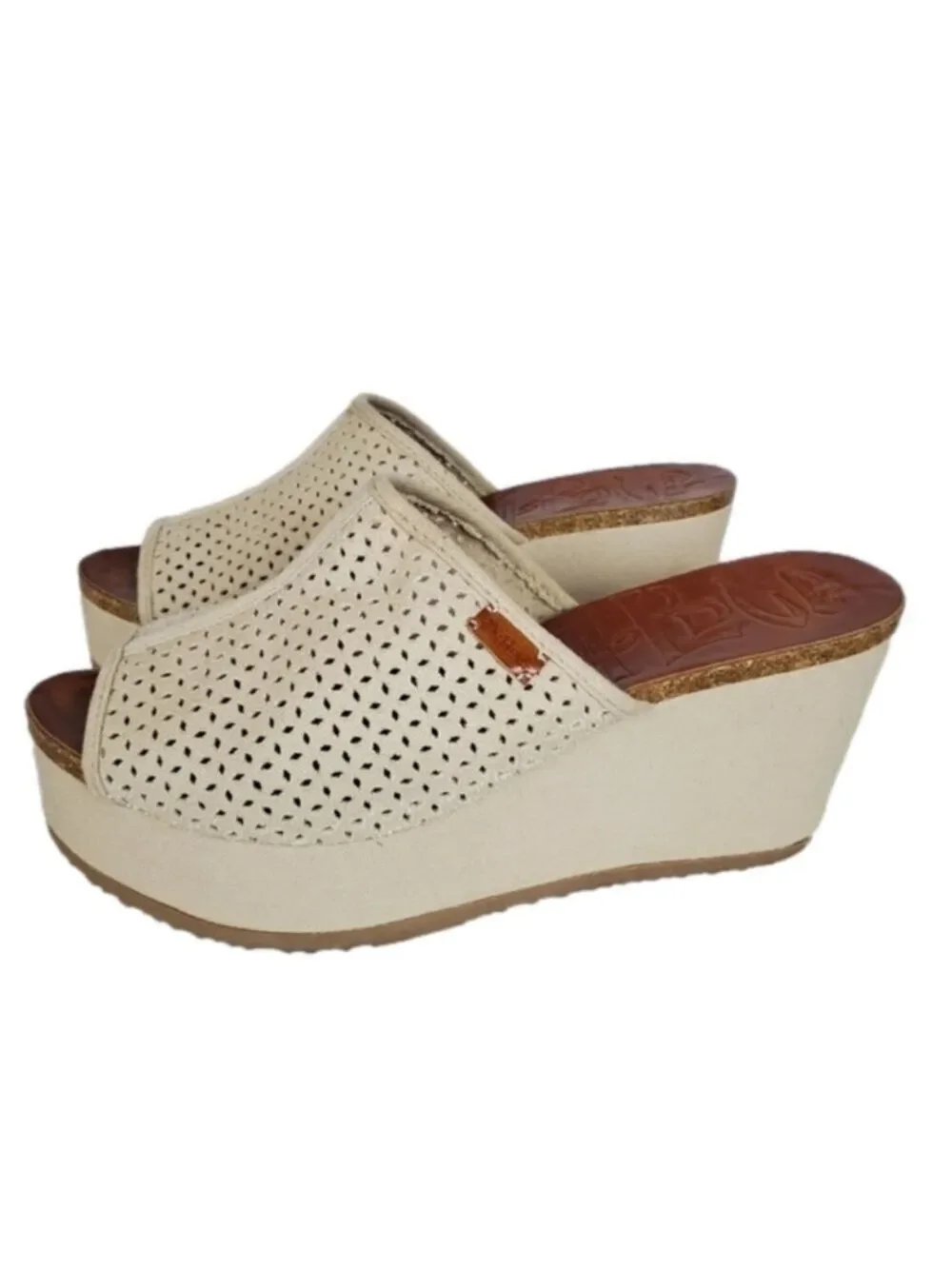 Mad Love Chunky sz 11 platform wedge canvas slide sandals